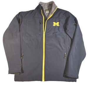 Michigan Wolverines Jacket Mens Medium Blue Yellow NCAA Softshell‎ Full Zip